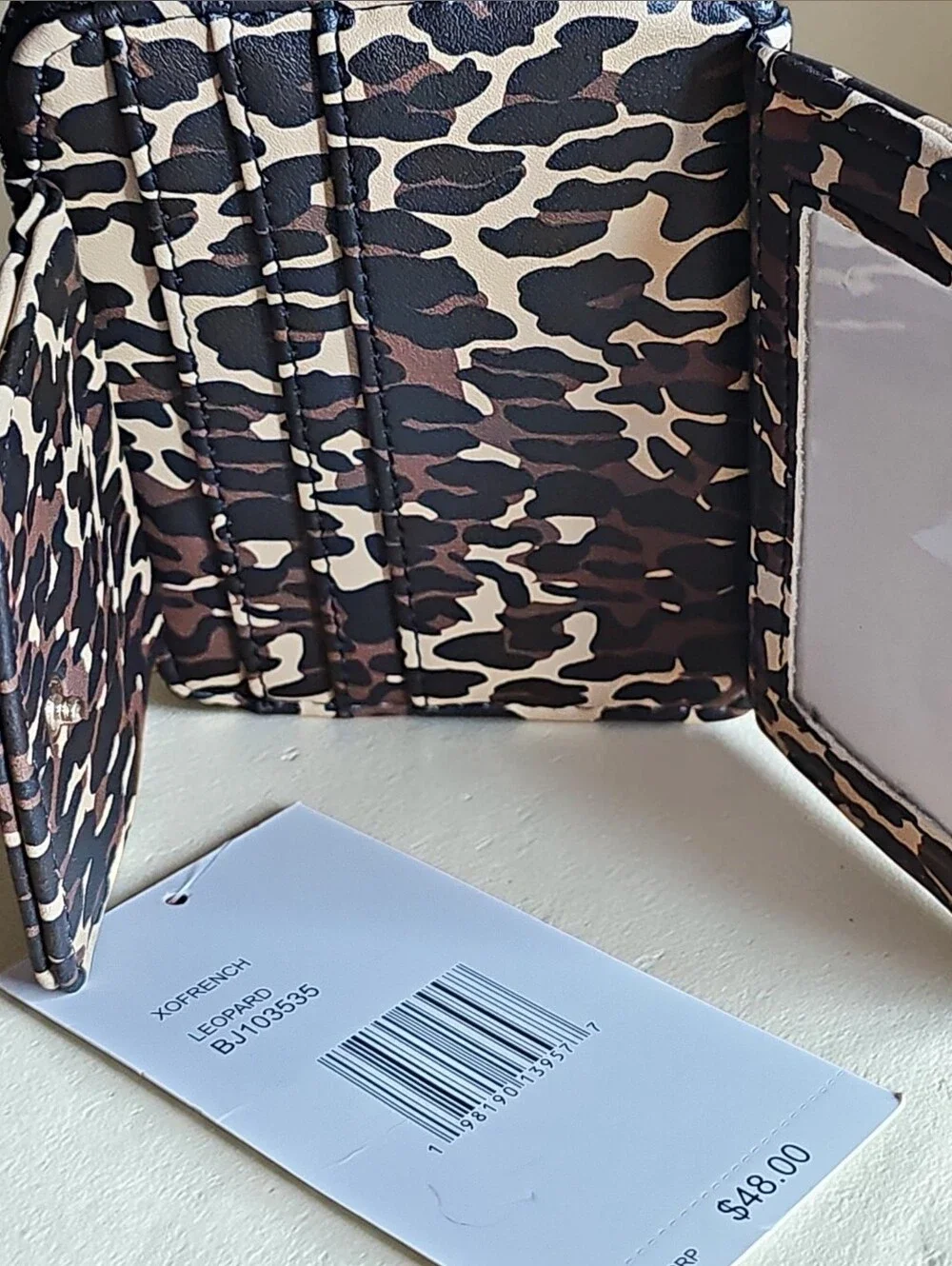 Betsey Johnson Leopard-Print Zip Card Wallet with Gold Heart